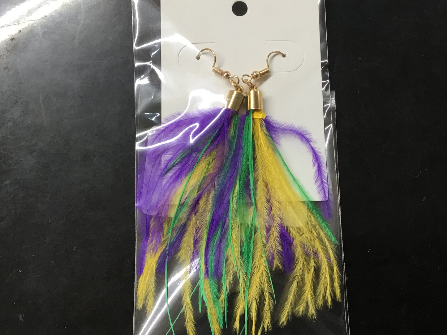 Mardi Gras Feather Earrings