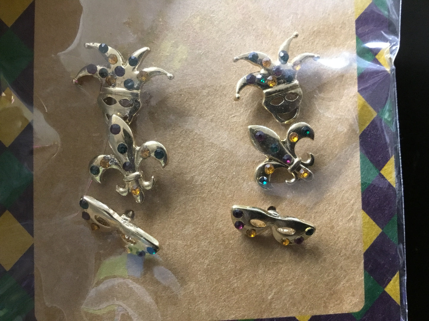 Mardi Gras Theme Earrings/3 Piece