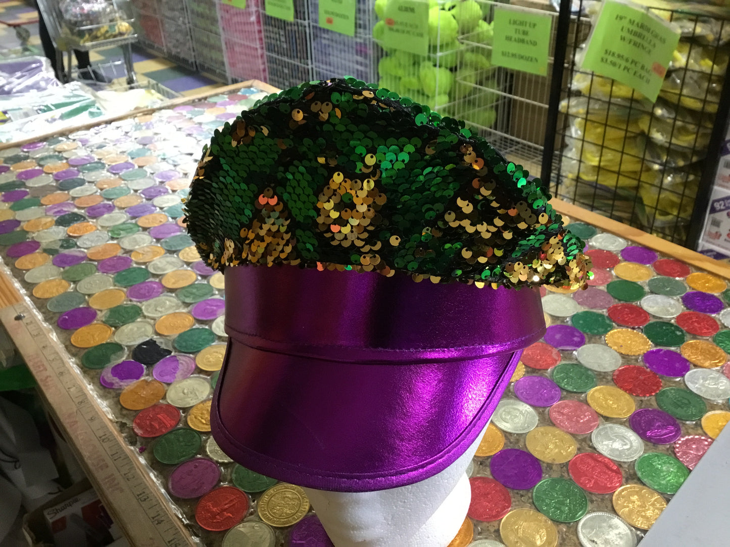 FLIP SEQUIN MARDI GRAS MILITARY HAT