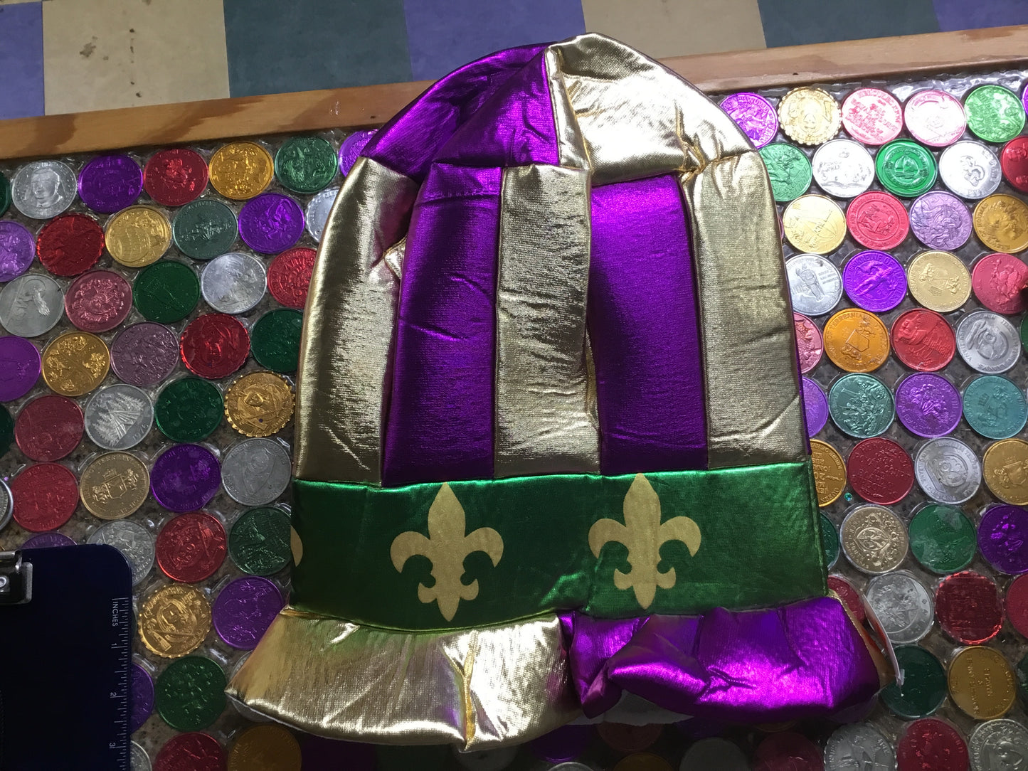 MARDI GRAS TALL TOP HAT W/FLEUR DE LIS