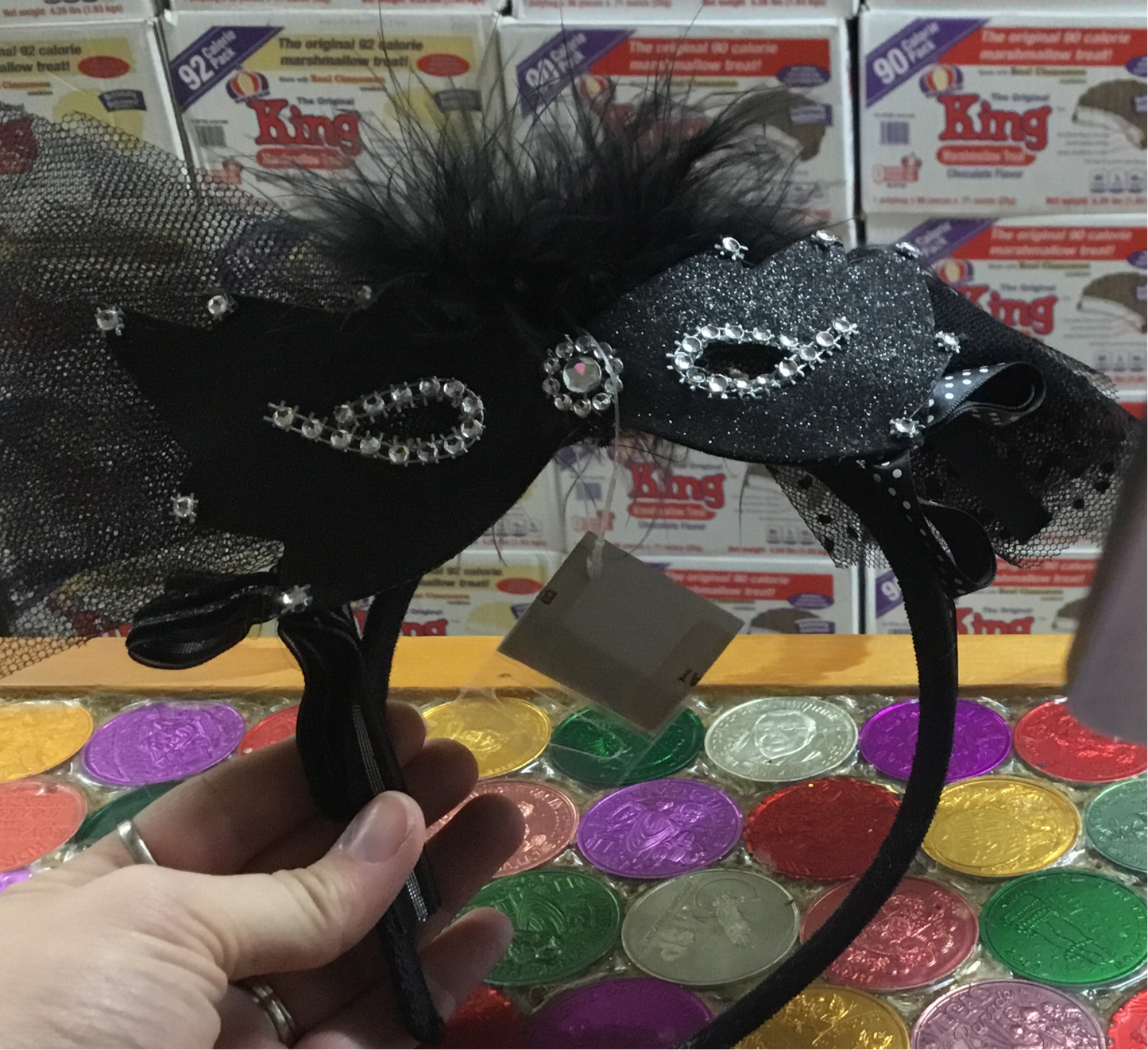 BLACK & SILVER BAT MASK HAIR BAND