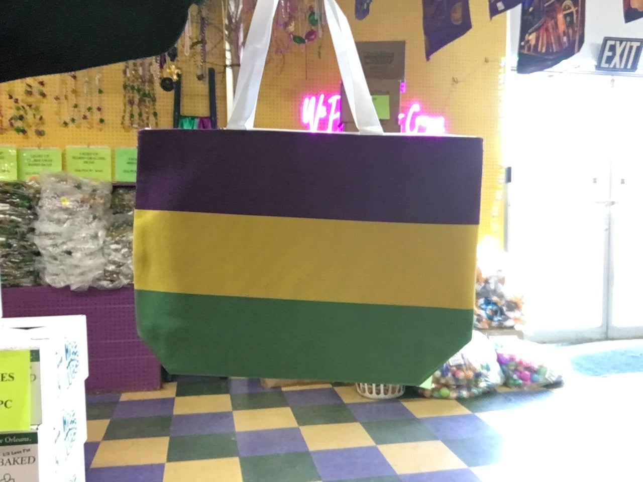 MARDI GRAS CANVAS STRIPED TOTE