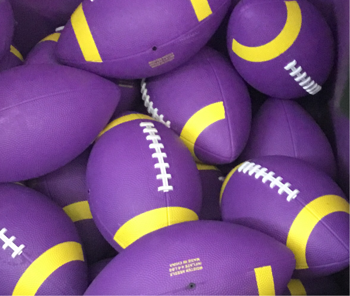 PURPLE & GOLD RUBBER FOOTBALL