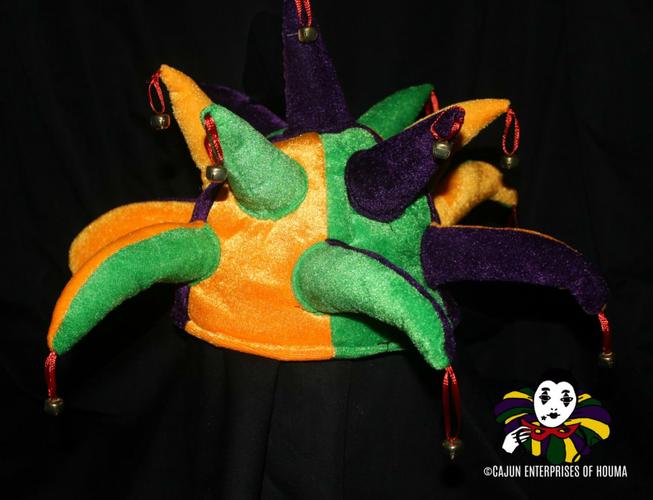 PURPLE, GREEN & GOLD JESTER HAT w/BELLS