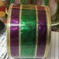 2.5" METALLIC MARDI GRAS STRIPE RIBBON w/WIRE