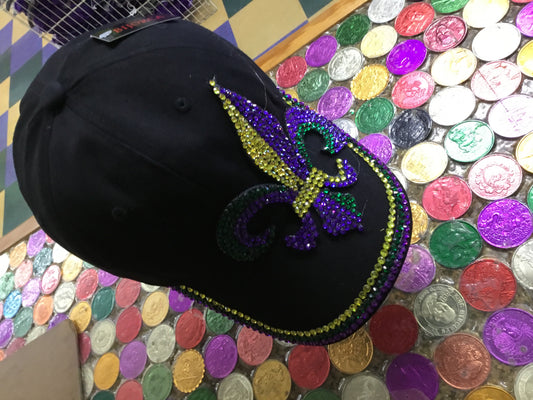 MARDI GRAS BLING FDL BLACK BALL CAP