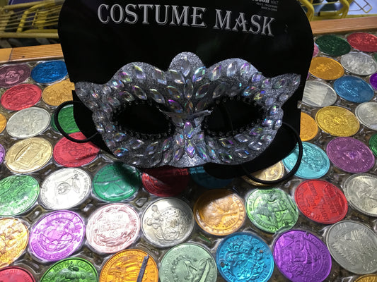 JEWELED COSTUME MASK SILVER