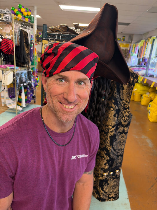 RED & BLACK PIRATE STRIPED BANDANA