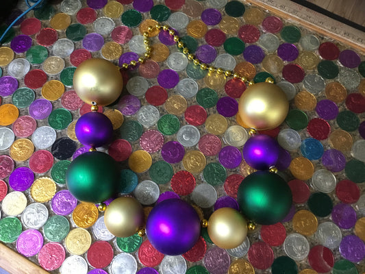 60/80MM MATTE PURPLE, GREEN & GOLD BEAD