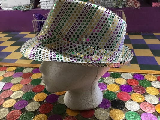 MARDI GRAS HOLOGRAPHIC SEQUIN FEDORA