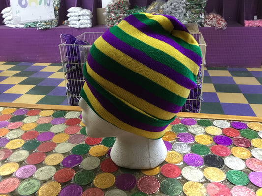 MARDI GRAS STRIPED BEANIE