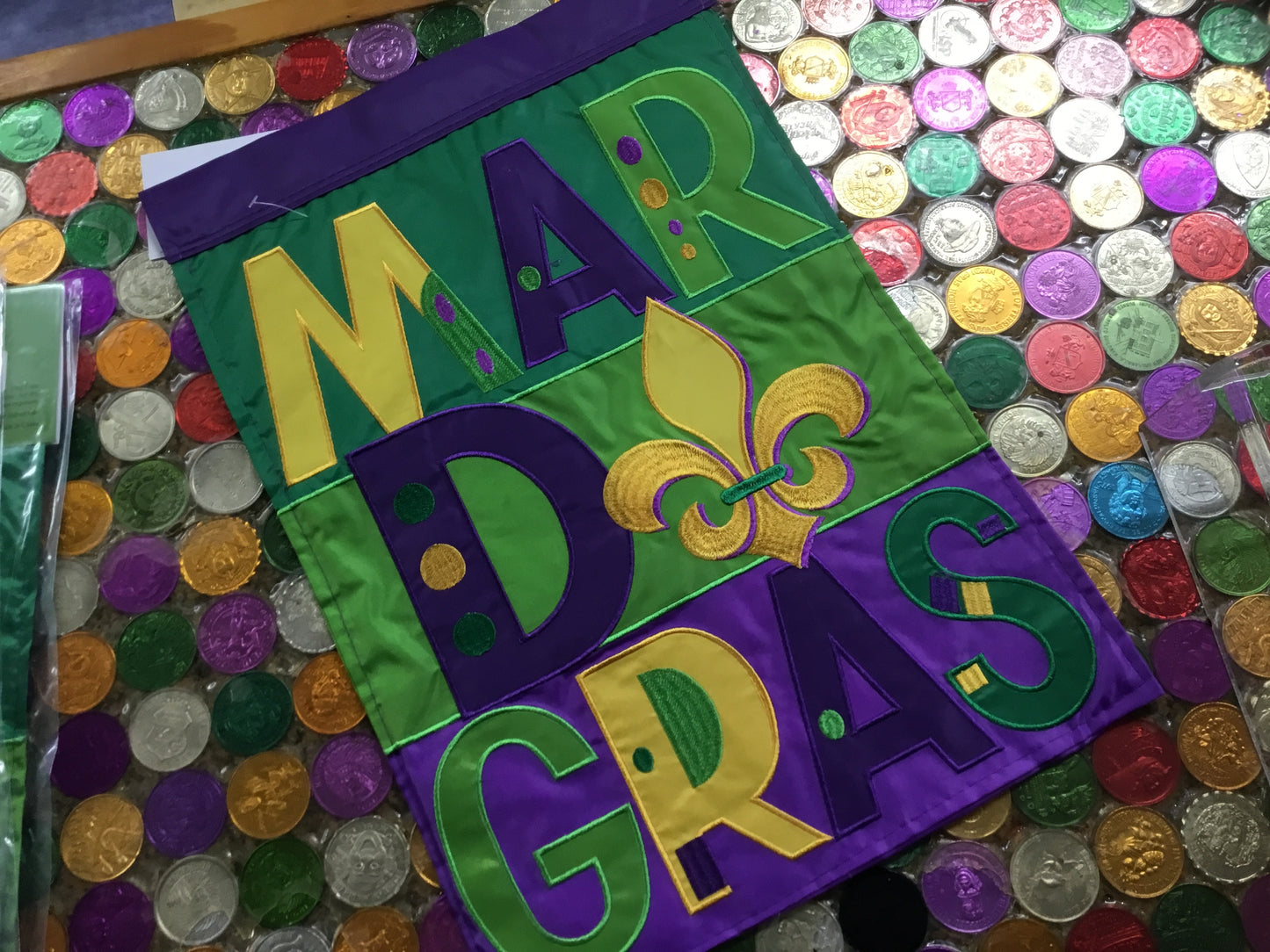 MARDI GRAS POLKA DOT GARDEN FLAG