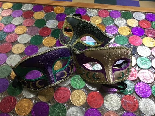 MARDI GRAS ASSORTED MASK WITH GLITTER SWIRL MASK