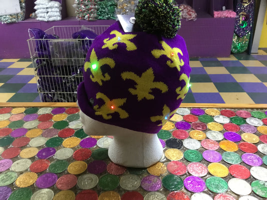 LIGHT UP KNIT BEANIE WITH POM POM