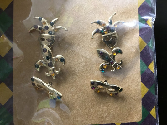 Mardi Gras Theme Earrings/3 Piece