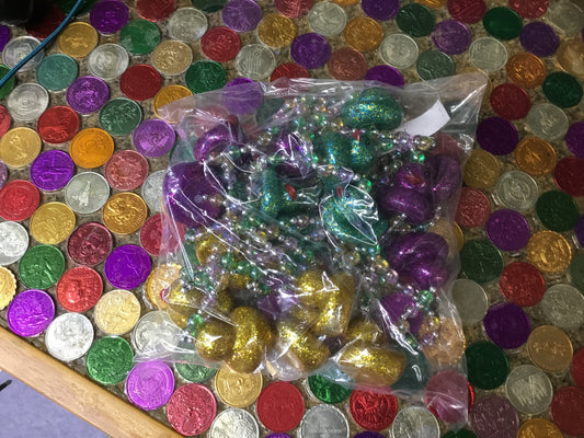MARDI GRAS GLITTER DUCK BEAD