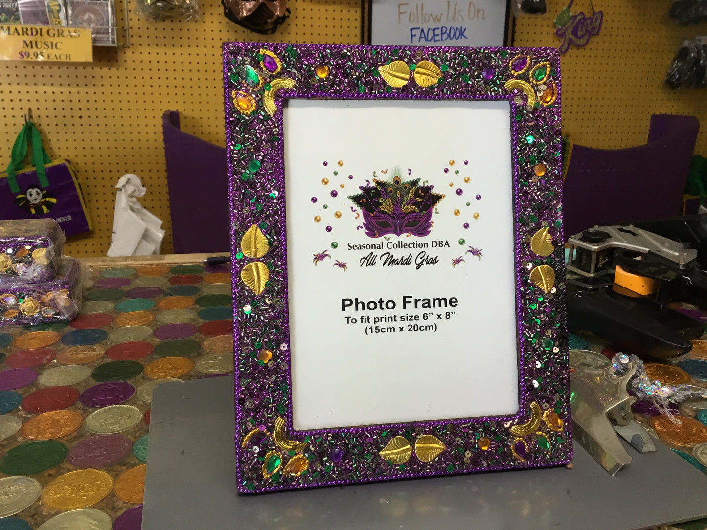 PURPLE JEWELED & LEAF FRAME 6 X 8