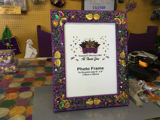 PURPLE JEWELED & LEAF FRAME 6 X 8