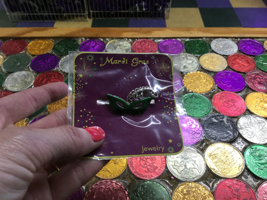 GREEN CAT EYE MASK PIN