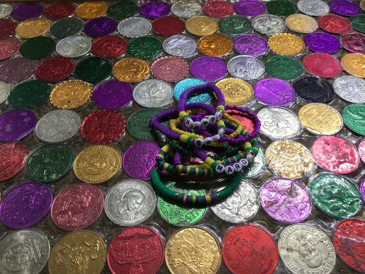 HAPPY MARDI GRAS STACK STRETCH BRACELET SET