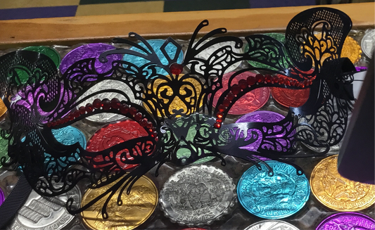 BLACK GLITTER METAL FILIGREE MASK