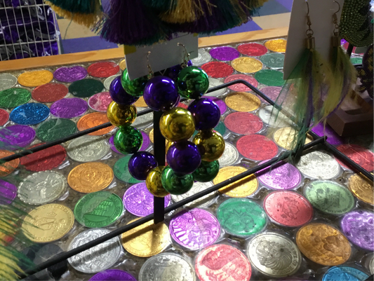 MARDI GRAS BEAD HOOP HOOK EARRINGS
