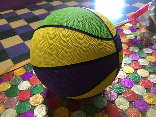 REGULATION BASKETBALL MARDI GRAS COLORS  9.5"