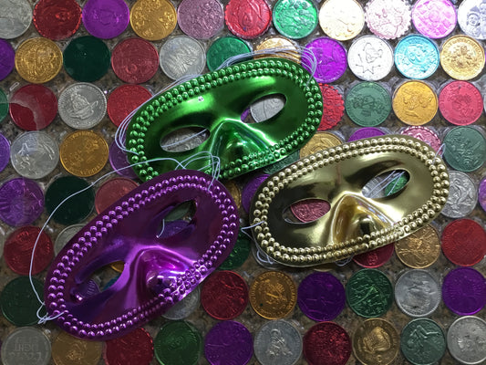 MARDI GRAS METALLIC HALF MASK-DOZEN
