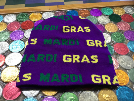 MARDI GRAS WORD BEANIE
