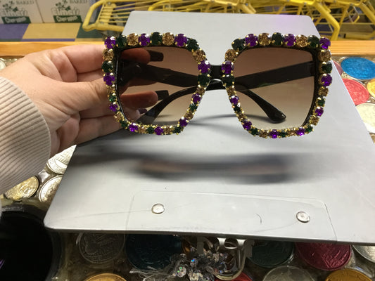 LARGE MARDI GRAS RHINESTONE SUNGLASSES