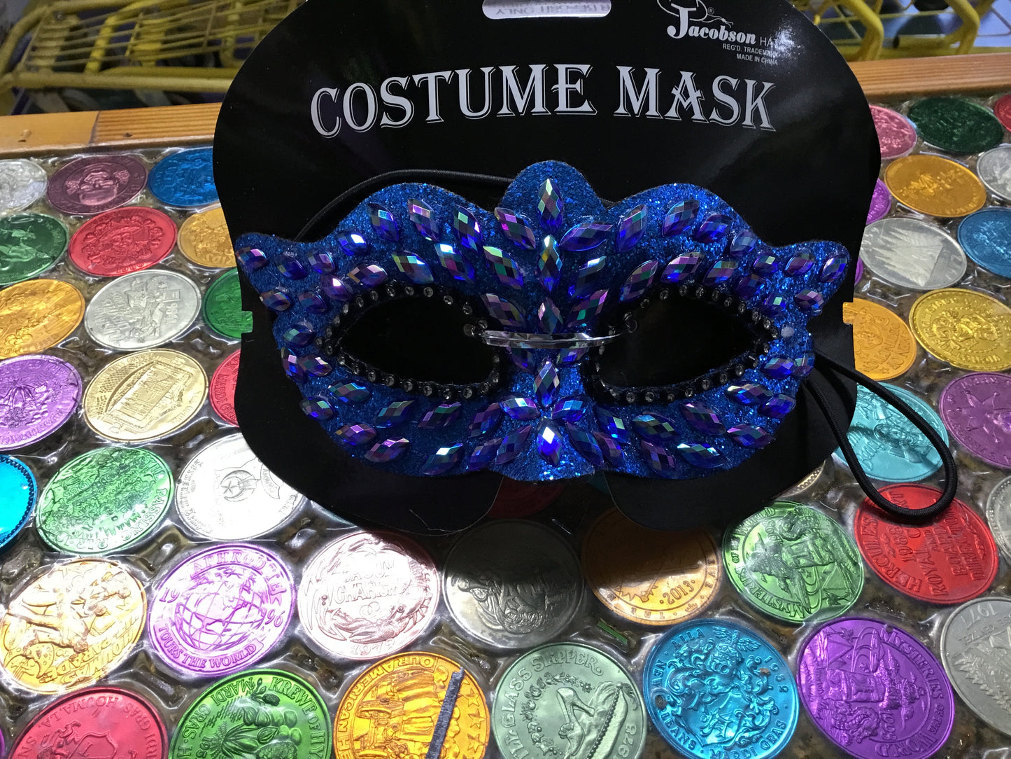 JEWELED COSTUME MASK BLUE