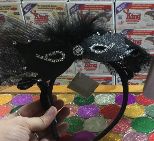 BLACK & SILVER BAT MASK HAIR BAND
