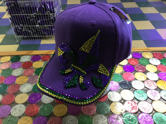 MARDI GRAS BLING FDL PURPLE BALL CAP