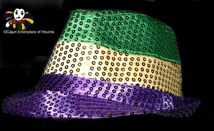 SEQUIN PURPLE, GREEN & GOLD LITE-UP FEDORA