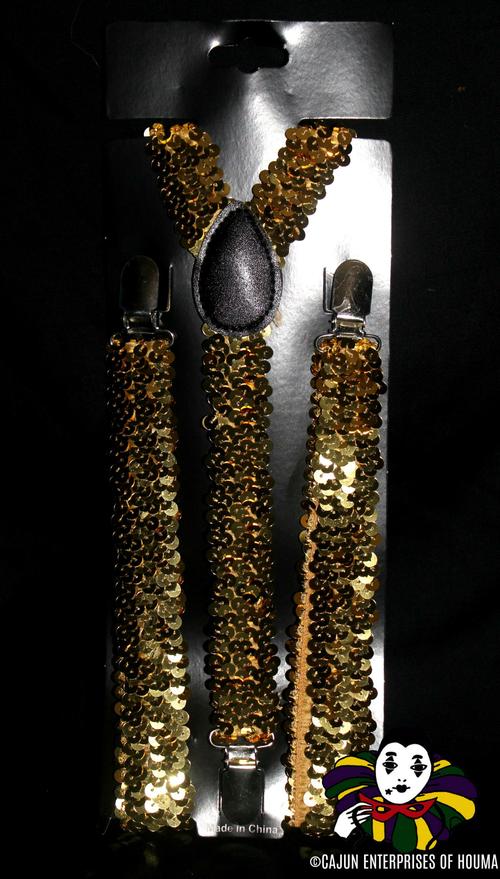 SEQUIN GOLD SUSPENDERS