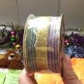 1.5" MESH PURPLE & GREEN W/GOLD FOIL RIBBON