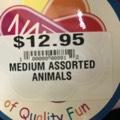 MEDIUM ASSORTED ANIMALS $12.95