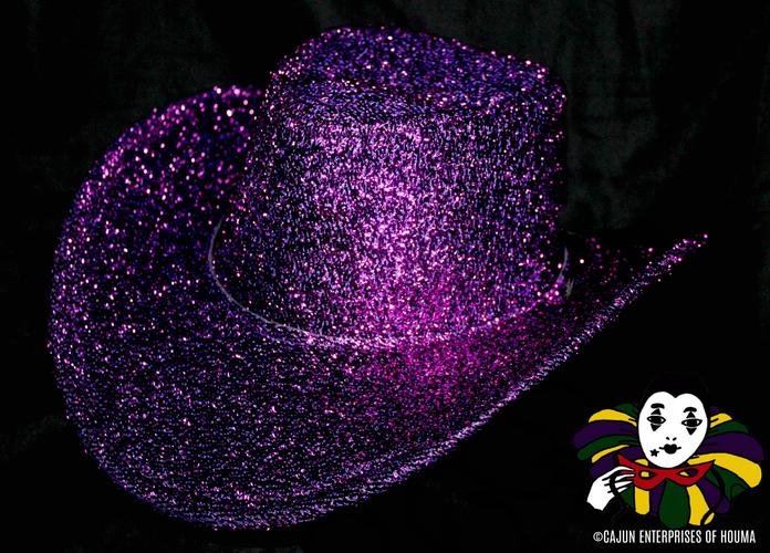 PURPLE GLITTER COWBOY HAT