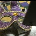 PURPLE MASK WITH HORNS ON A STICK