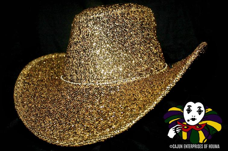 GOLD GLITTER COWBOY HAT – Cajun Mardi Gras
