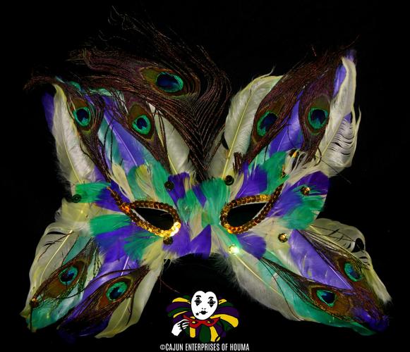 BUTTERFLY MARDI GRAS FEATHER MASK
