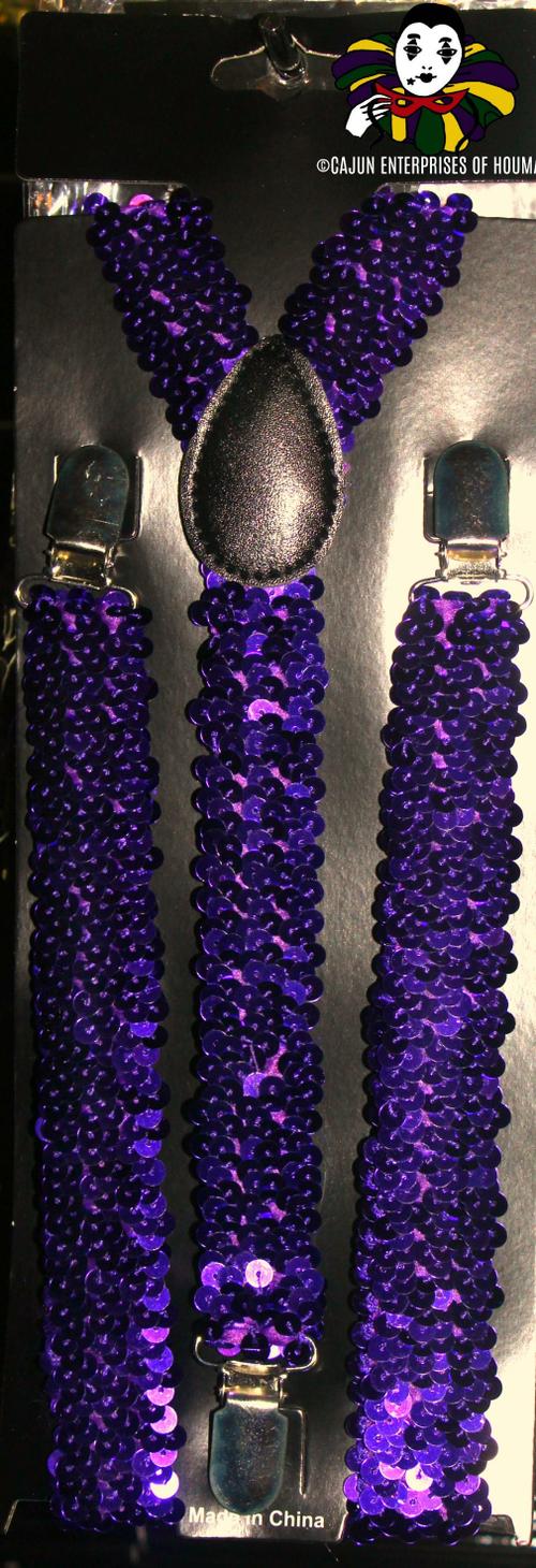 SEQUIN PURPLE SUSPENDERS